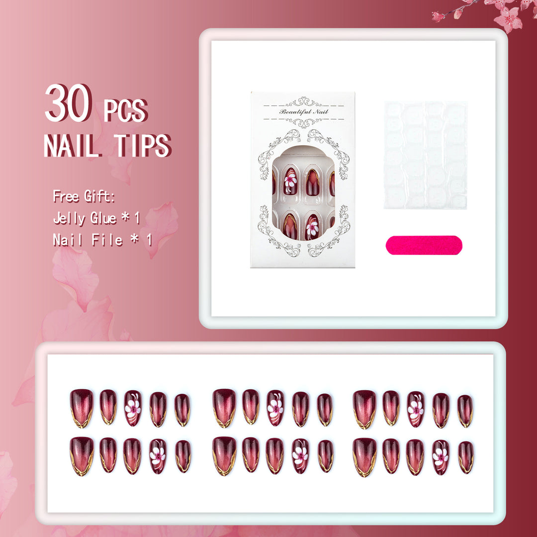 Elegant Floral-Accent Press-On Nail Set