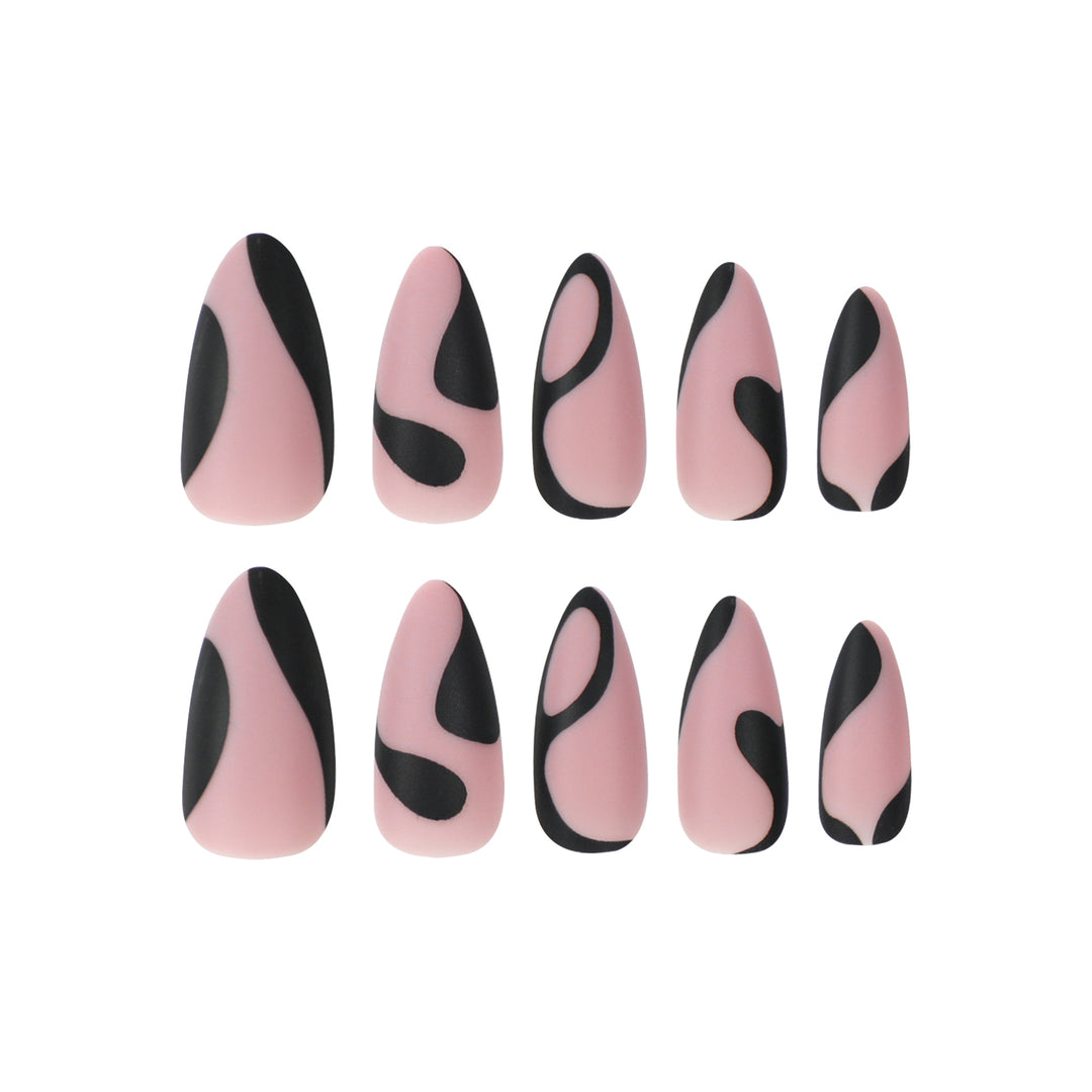 Artful Nail Art with Creative Black-and-White Design Kalsten