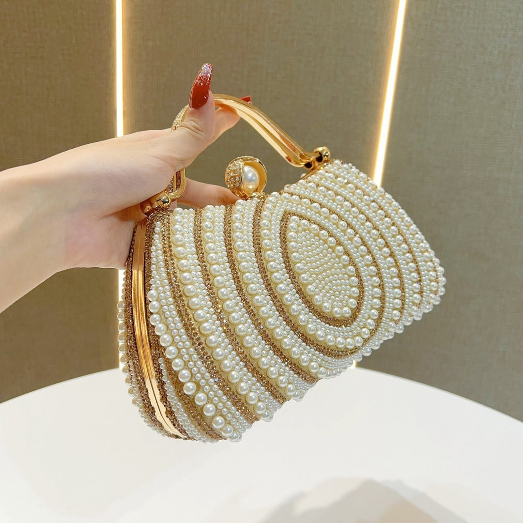 Luxurious Pearl-Decorated Evening Handbag