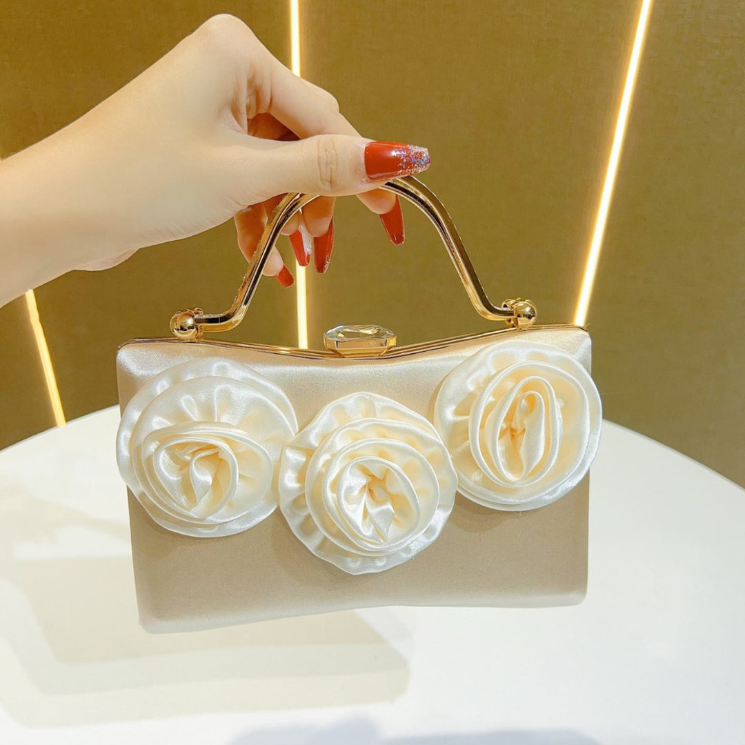 Decorative Floral-Embellished Evening Handbag