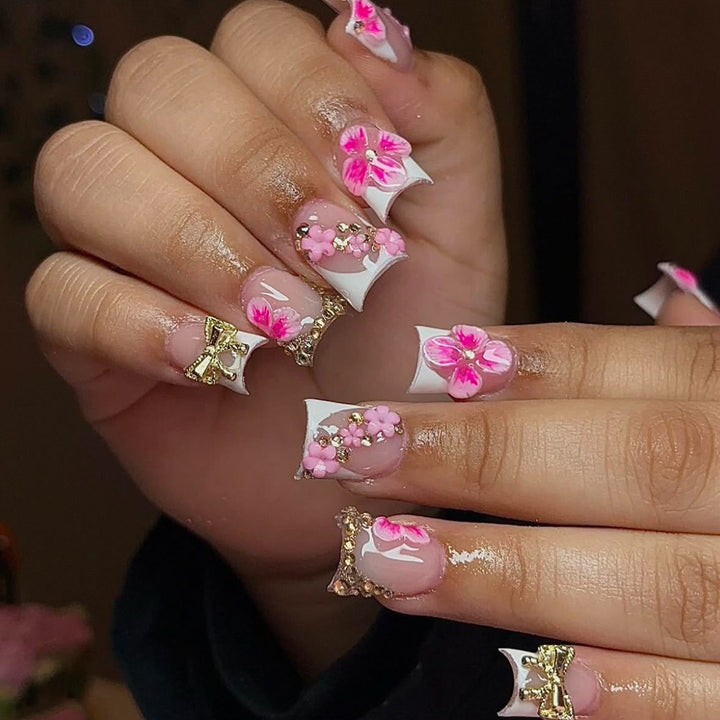 Decorative Floral Press-On Nail Art Enhancements Kalsten