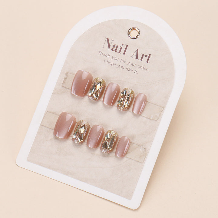 Glamorous Press-On Nail Art Set with Rhinestone Accents Kalsten