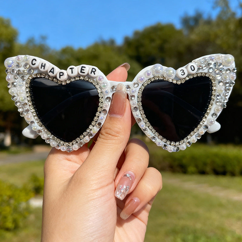 Heart-Shaped Pearl-Embellished Sunglasses Kalsten