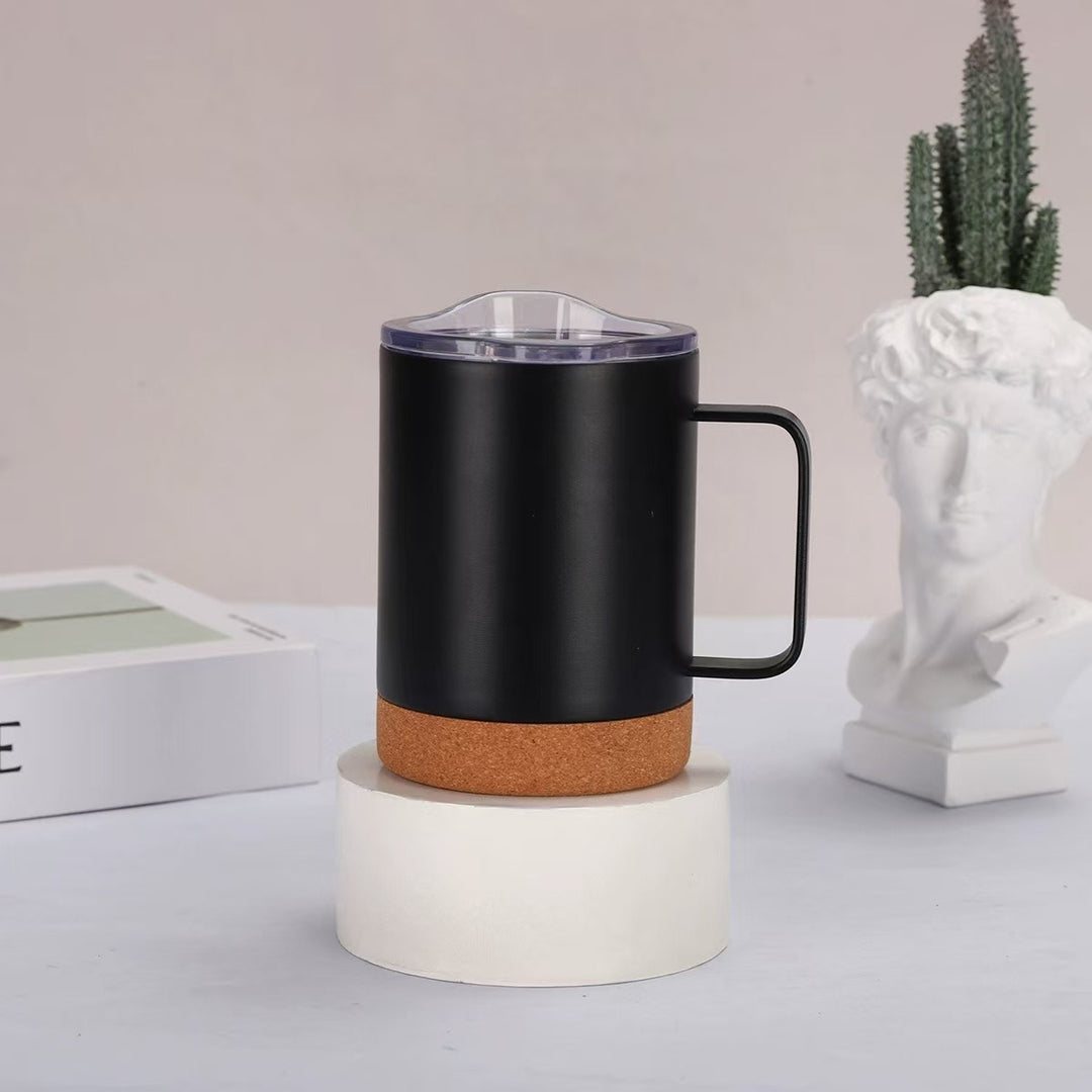 Ladies elegant coffee mug with cork bottom and transparent lid Kalsten