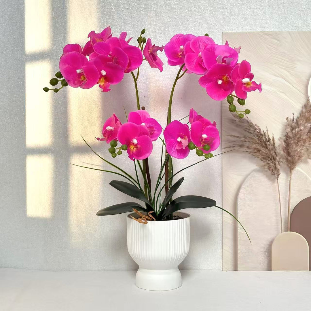 Elegant Faux Orchid Arrangement for Tabletop Home Decor