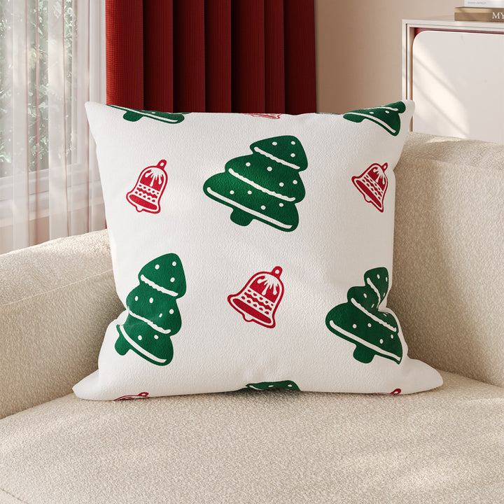 Christmas-Themed Decorative Square Throw Pillow Cover with Hidden Zipper and Soft Linen-Blend Fabric