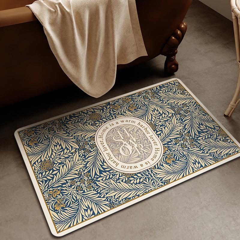 Elegant Floral Design Bath Mat
