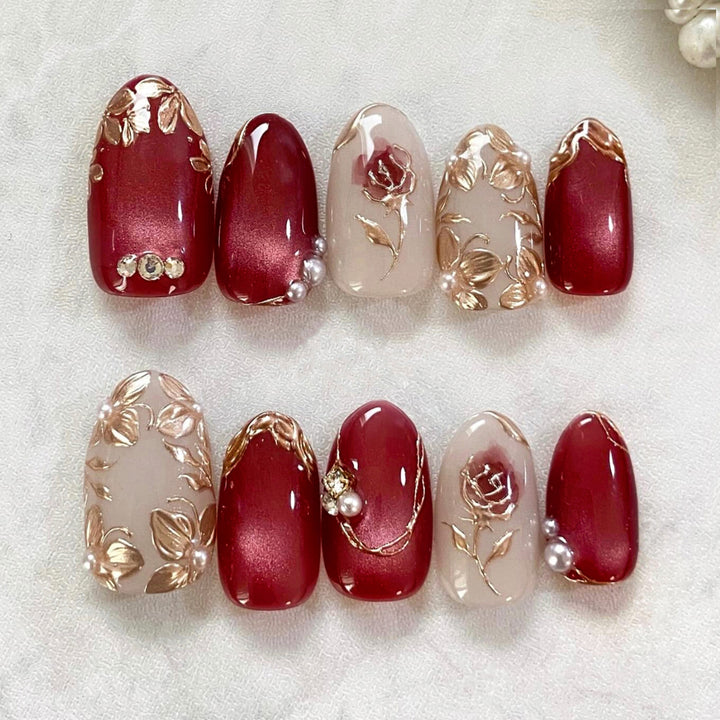 Luxury Floral Design Press-On Nails