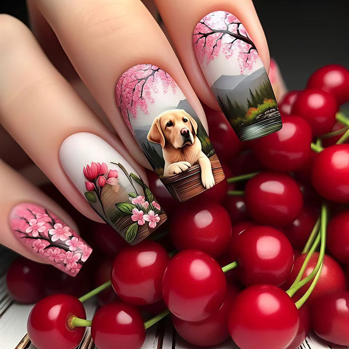Artificial nails with floral and animal motifs Kalsten