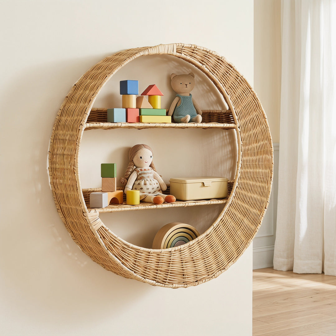 Wall shelf made of handcrafted willow material Kalsten