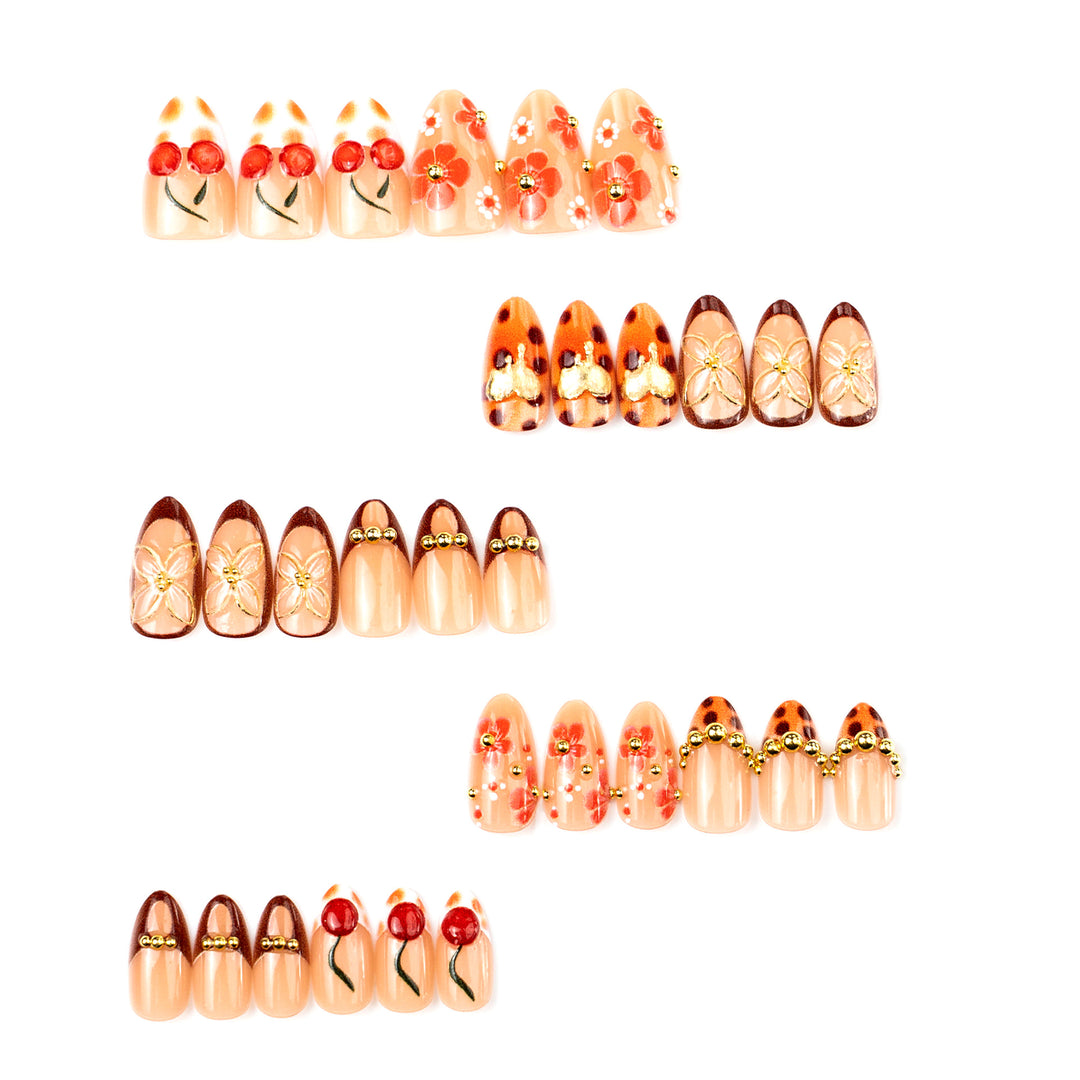 Floral & Gem-Embellished Press-On Nail Art Kalsten
