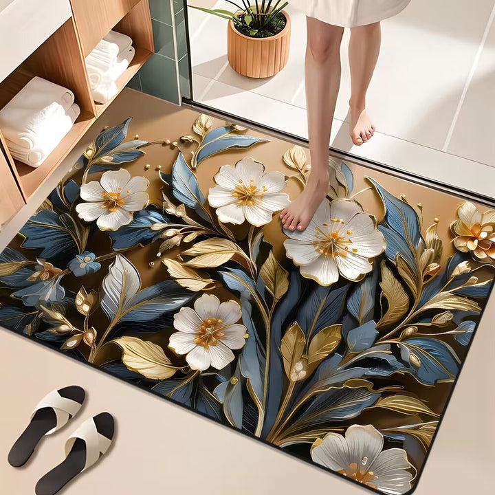 Floral Design Bathroom Mat Kalsten