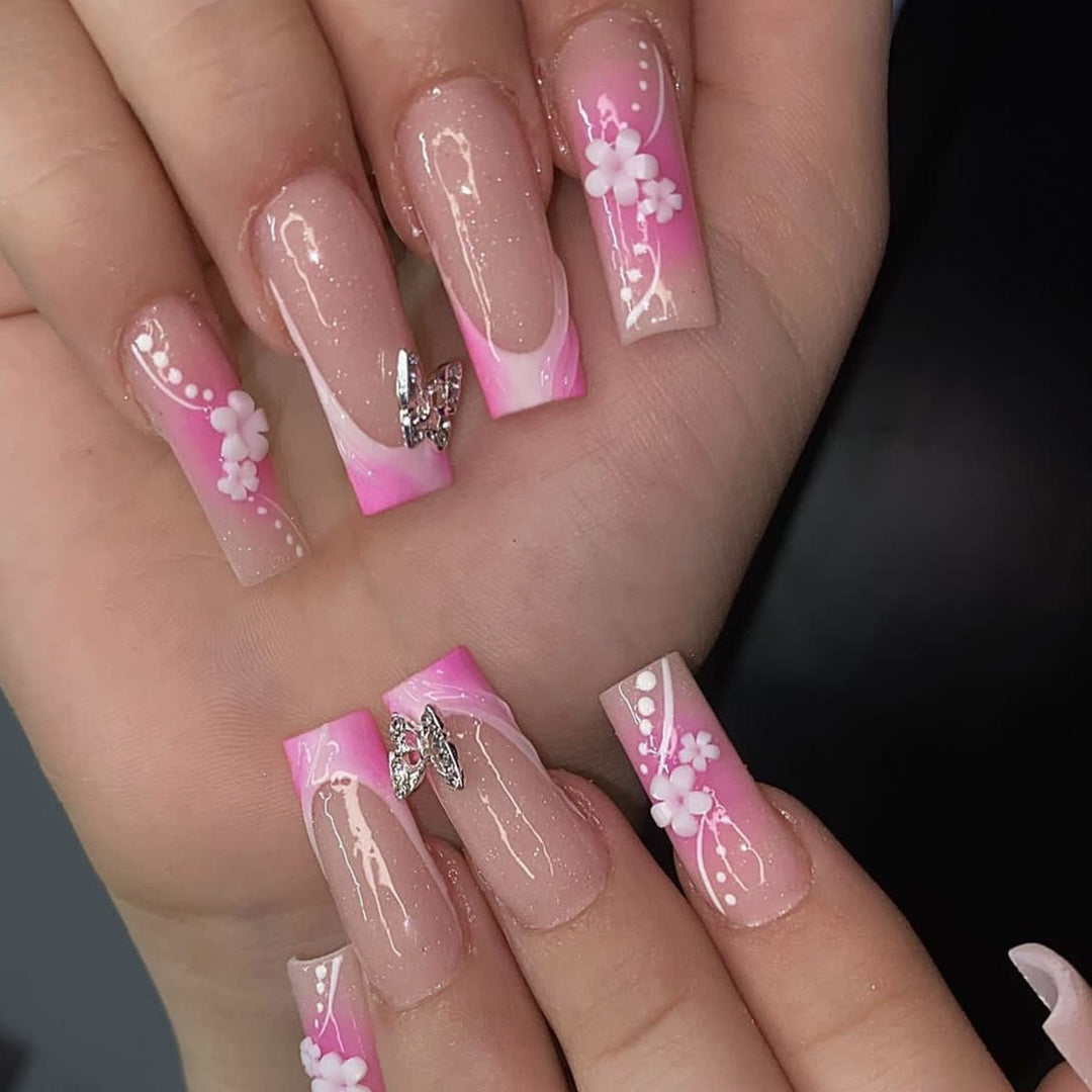 3D Floral Acrylic Nail Art Kalsten