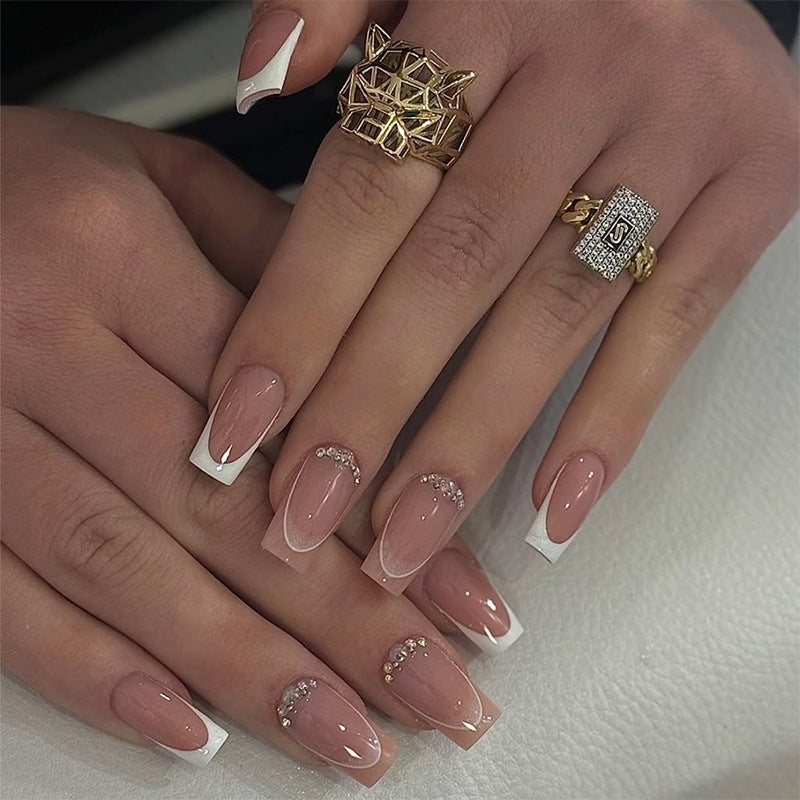 Acrylic nail set with elegant color gradients and glitter details Kalsten