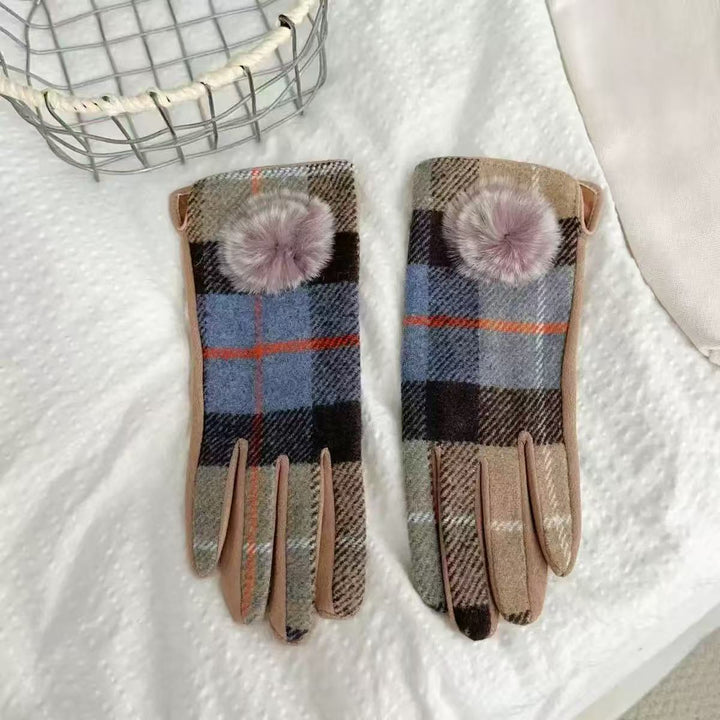 Winter Plaid Pattern Touchscreen Gloves Kalsten