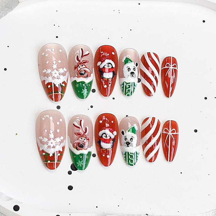 Festive Holiday Themed Press-On Nail Set Kalsten
