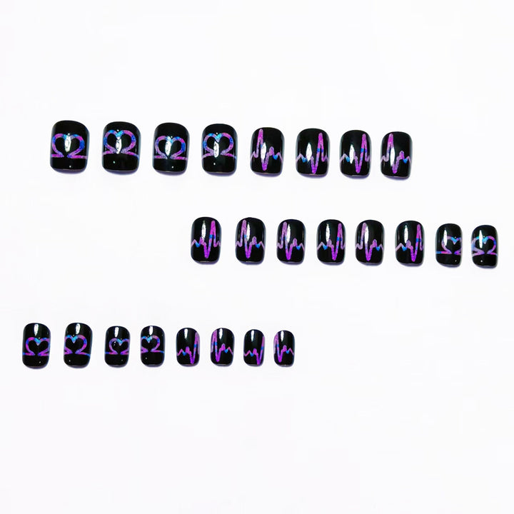 Artificial nail set with heart and EKG motif Kalsten