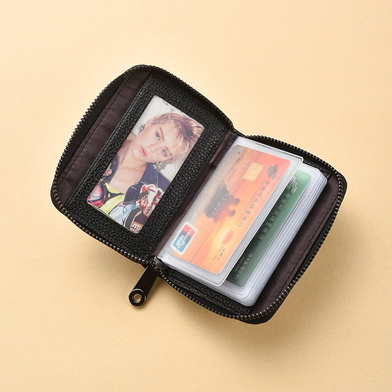 Compact Zippered Leather Wallet