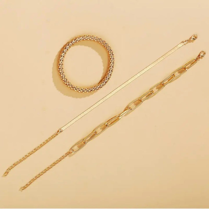 Multi-Textured Silver Chain Bracelet Set Kalsten