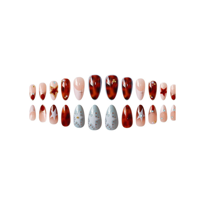 Decorative Stiletto Press-On Nails with Gemstone Accents Kalsten