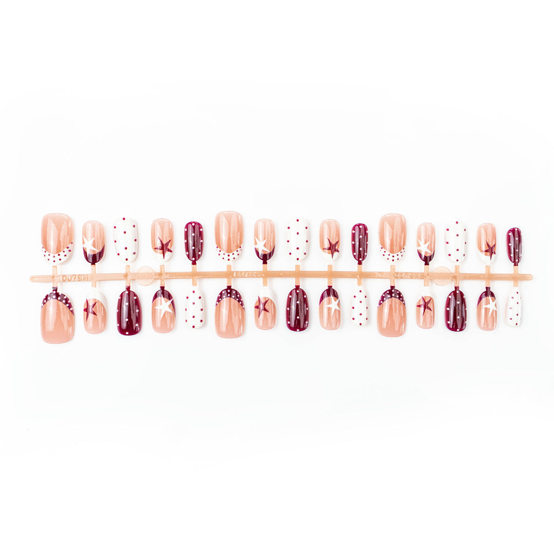 Artistic Press-On Nails Set with Stars and Dots