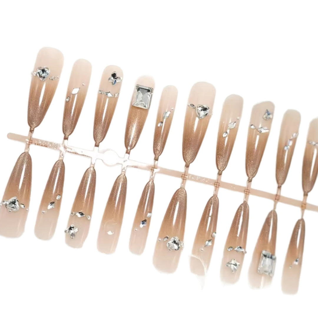 Acrylic nail set with glamorous 3D rhinestone applications Kalsten
