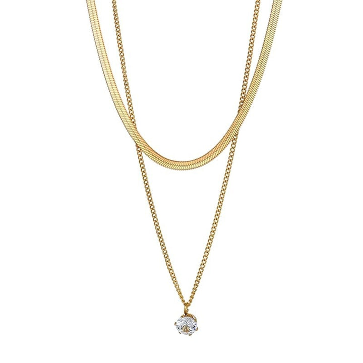 Layered Silver Choker and Pendant Necklace Kalsten