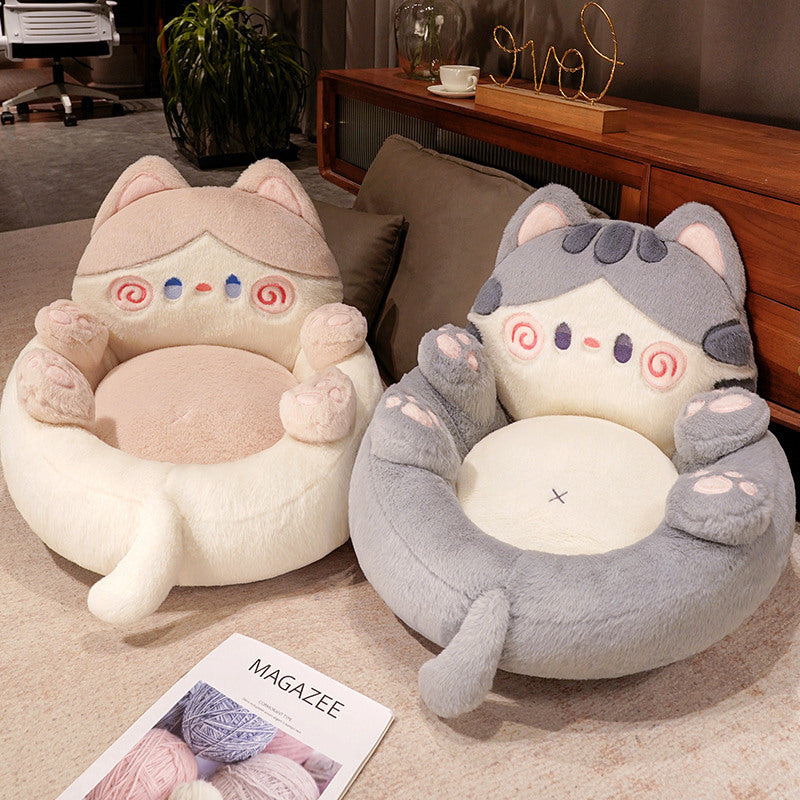 Soft cuddle pet sofa in cat shape with raised edge and non-slip bottom