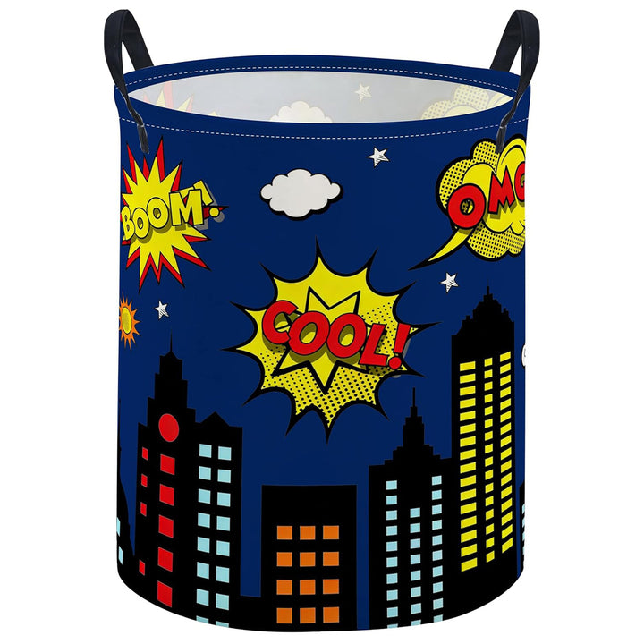 Collapsible Round Fabric Laundry Hamper With Butterfly Print Reinforced Carry Handles Waterproof Liner