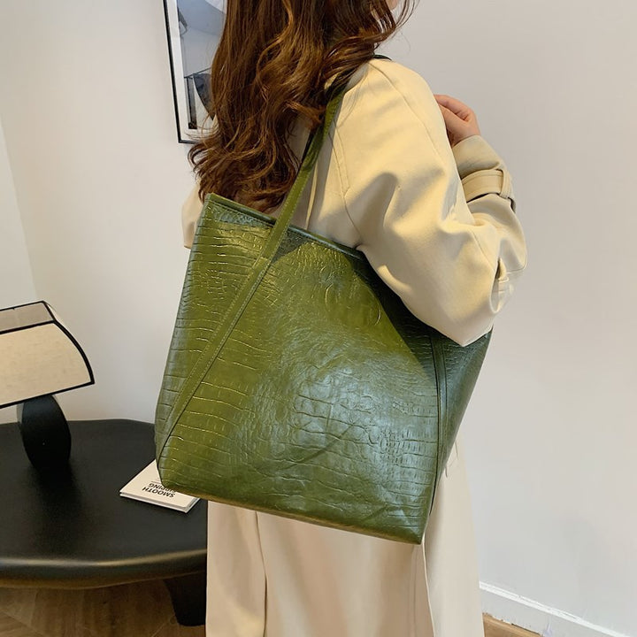 Crocodile-Embossed Leather Tote Bag Kalsten