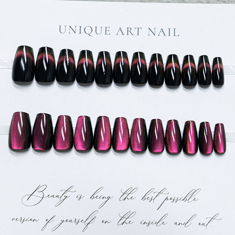 Elegant Press-On Nail Art Set with Gradient Finish
