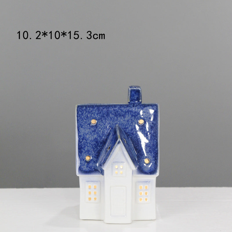 Ceramic House-Shaped Decorative Lantern Kalsten