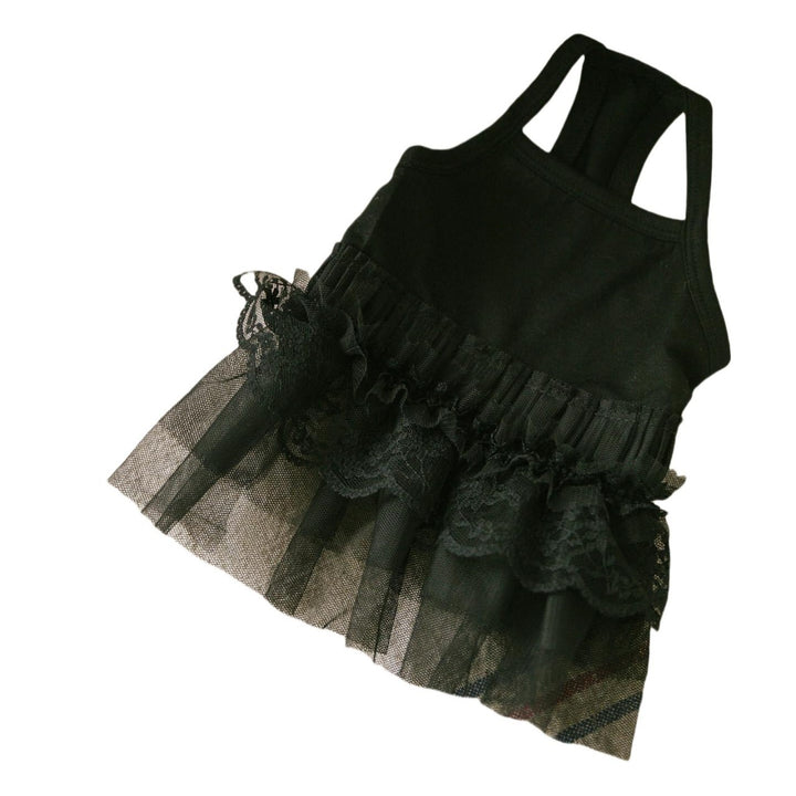 Infant Lace-Trim Tiered Tulle Dress with Spaghetti Straps