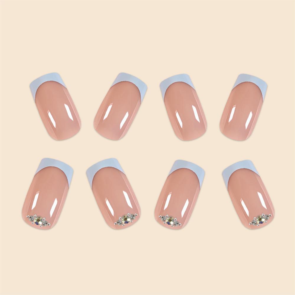 Elegant Rhinestone-Accented Acrylic Nail Extensions