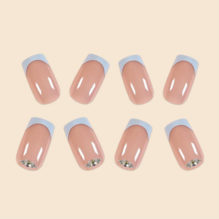 Elegant Rhinestone-Accented Acrylic Nail Extensions