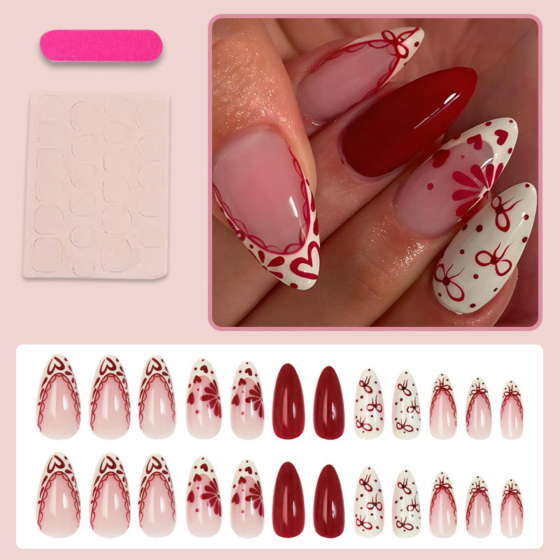 Artificial nail set with creative flower and diamond patterns Kalsten