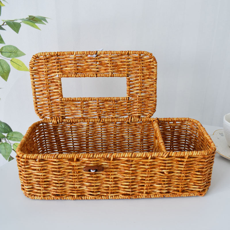 Handcrafted Woven Storage Organizer with Lid Kalsten