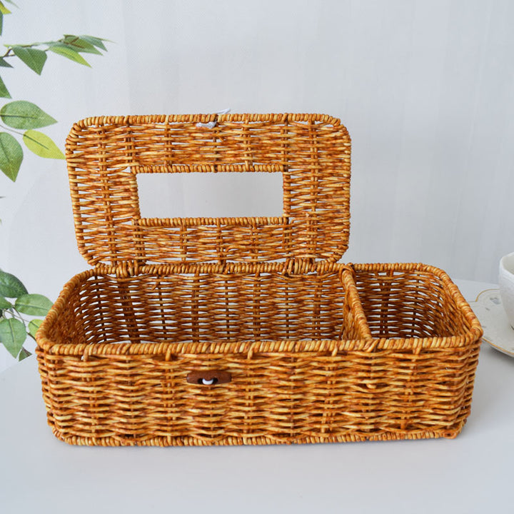 Handcrafted Woven Storage Organizer with Lid Kalsten