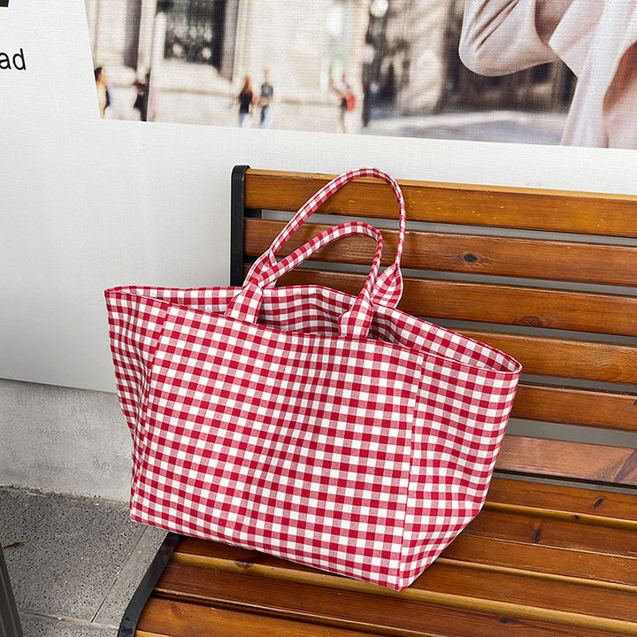 Stylish Checked Utility Tote Bag Kalsten