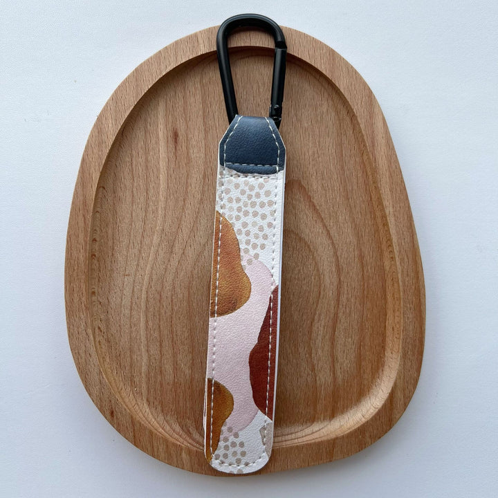 Patterned Leatherette Strap with Metal Carabiner Attachment