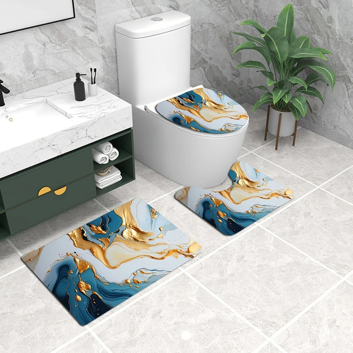 Artistic Marble Print Bath Mat Set Kalsten