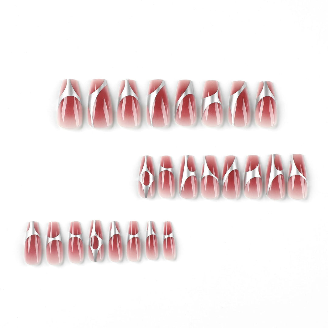 Artificial nail extensions with high-gloss finish and modern design Kalsten