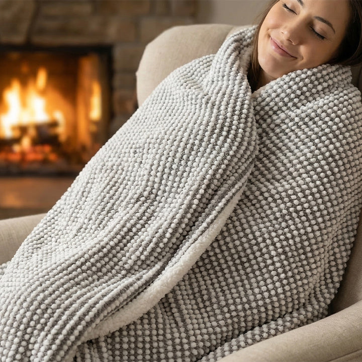 Women Cozy Textured Blanket with Alternating Pattern Kalsten