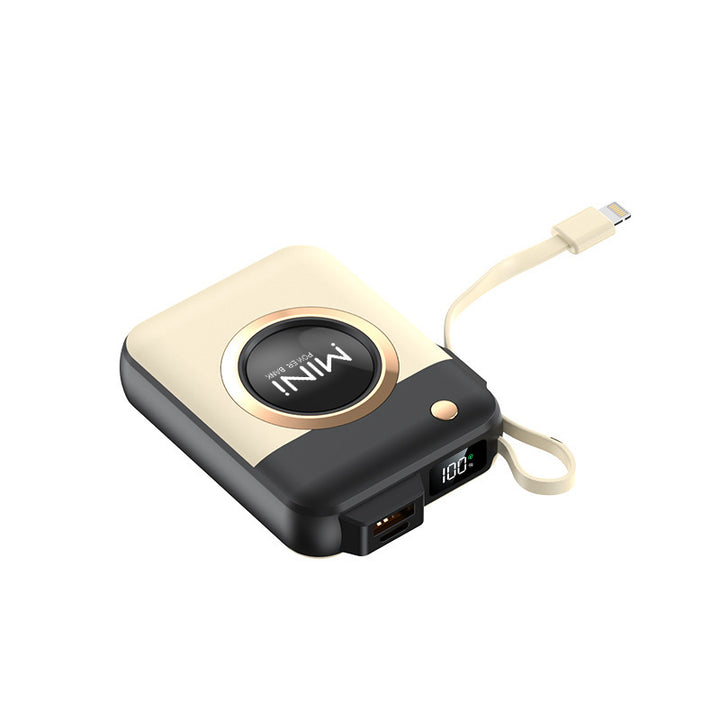 Portable Mini Power Bank with Integrated Charging Cable and Innovative Design Kalsten
