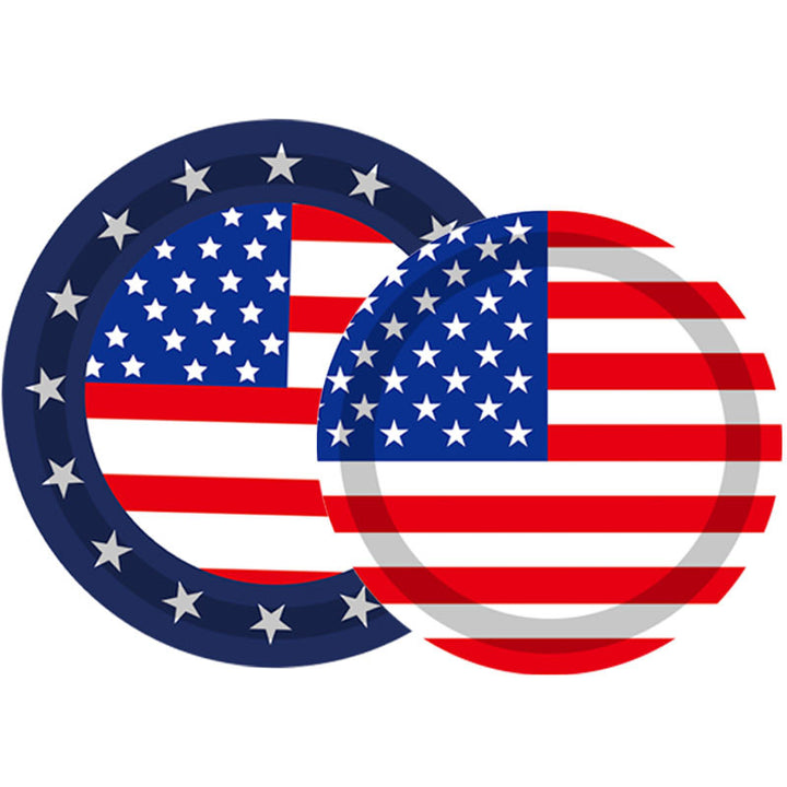 Unisex nan patriotic disposable tableware set with star border paper plates cups napkins Kalsten