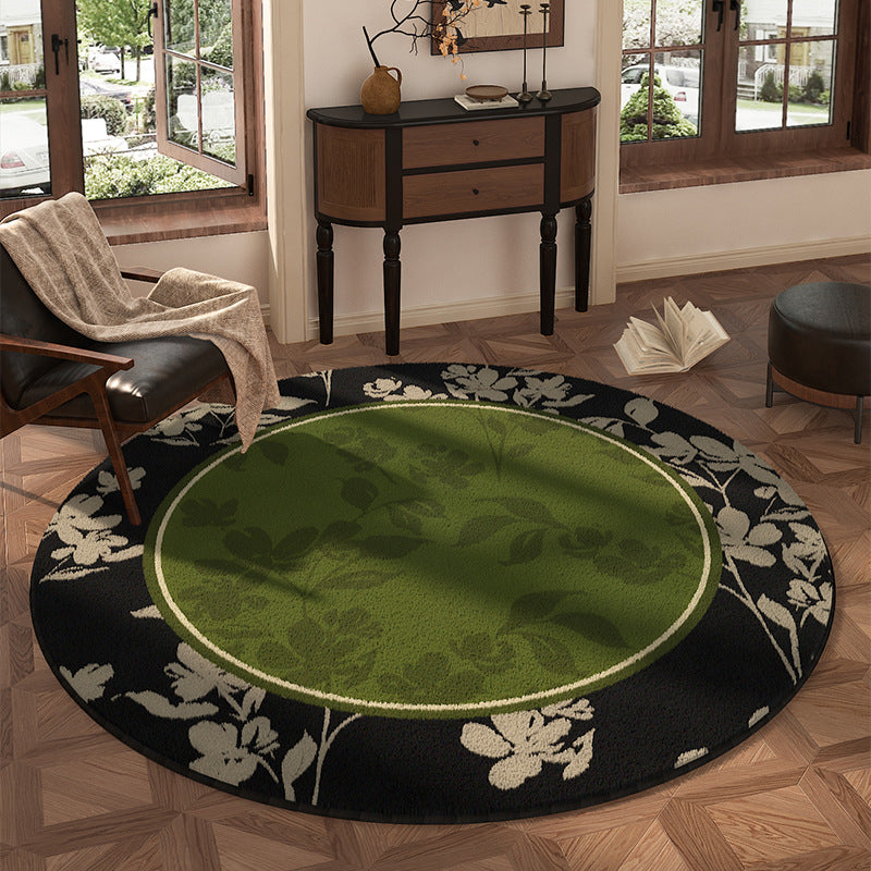 Round Floral Design Area Rug
