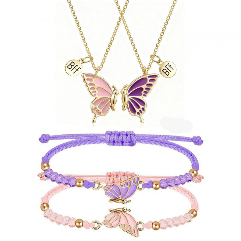 Butterfly Charm Necklace and Bracelet Set Kalsten