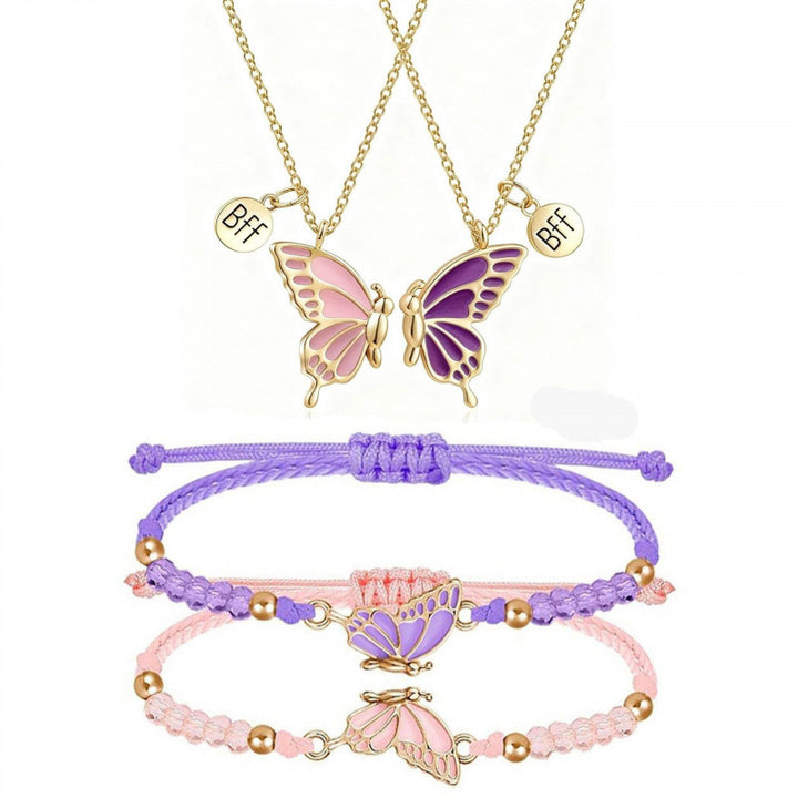 Butterfly Charm Necklace and Bracelet Set Kalsten