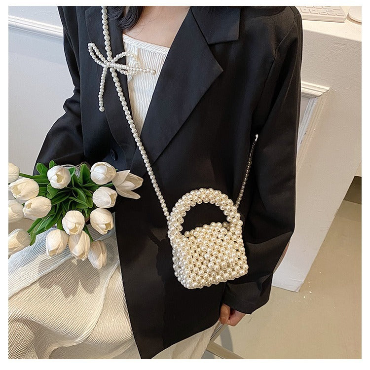 Pearl-Embellished Artisan Handbag