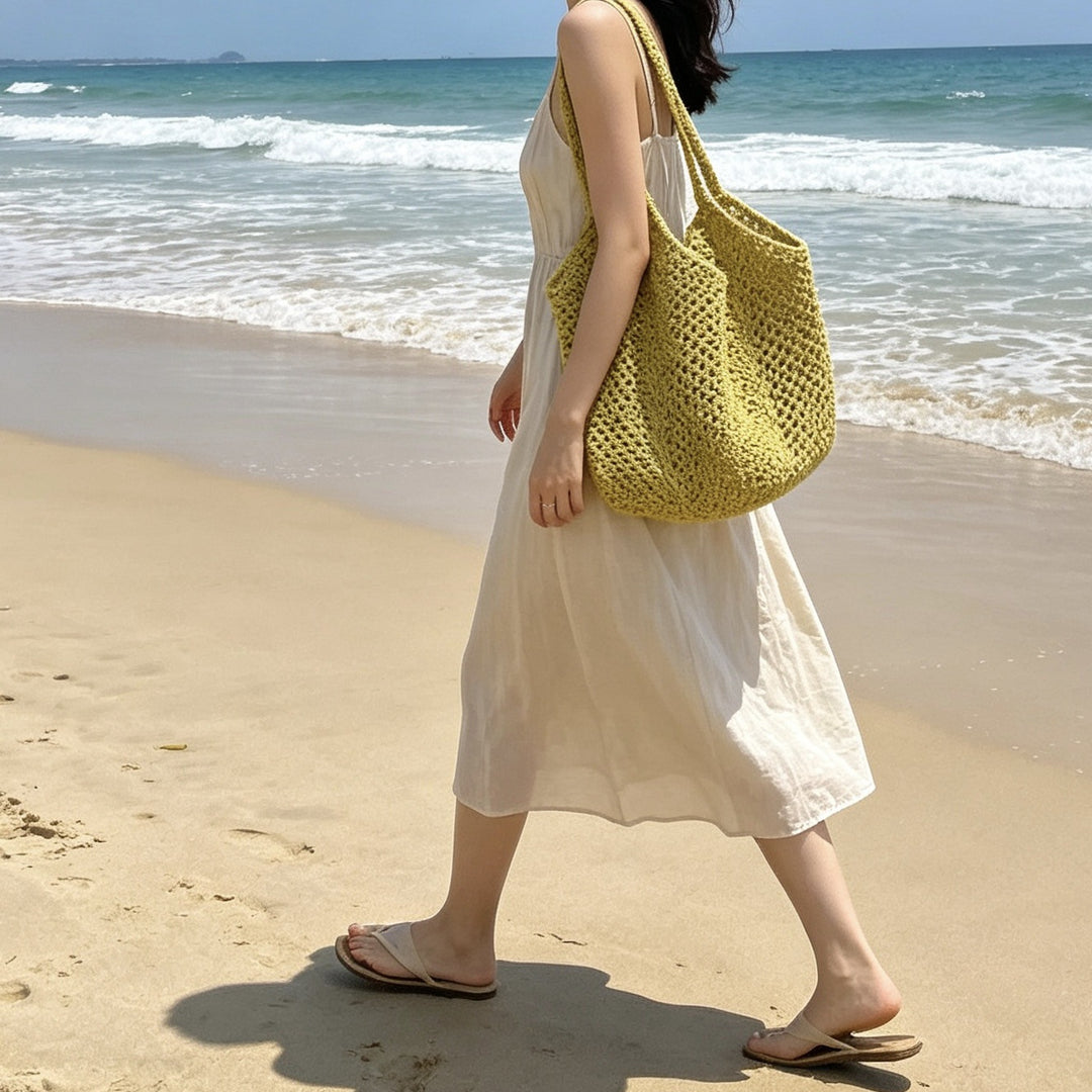 Hand-knotted tote bag in modern net design Kalsten